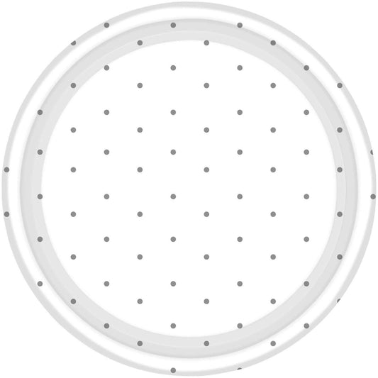 Dots Paper Plates 17cm Round 8CT FSC -  Silver NPC
