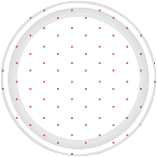 Dots Paper Plates 17cm Round 8CT FSC - Bright Pink NPC