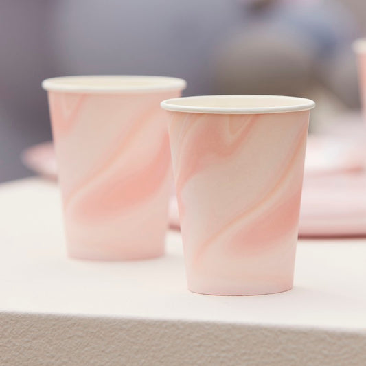 Mix It Up 9oz/266ml Paper Cups Marble Pink FSC
