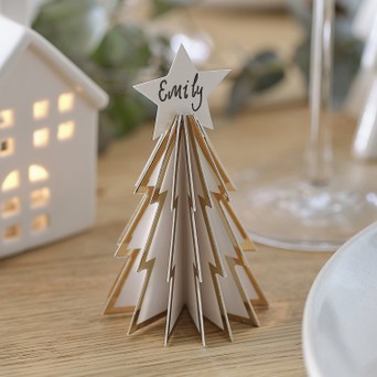 White Christmas Christmas Tree Place Cards FSC