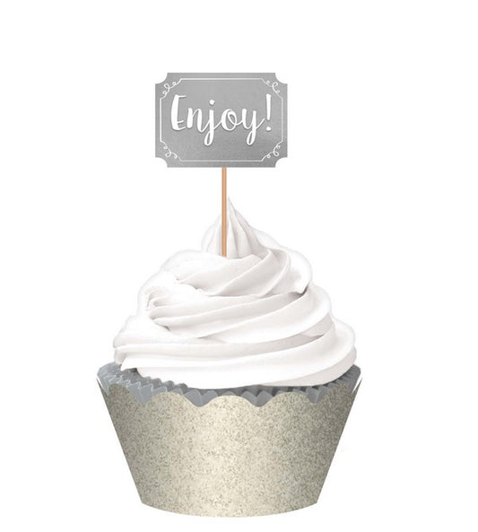Cupcake Kit Silver Glittered & Hot Stamped