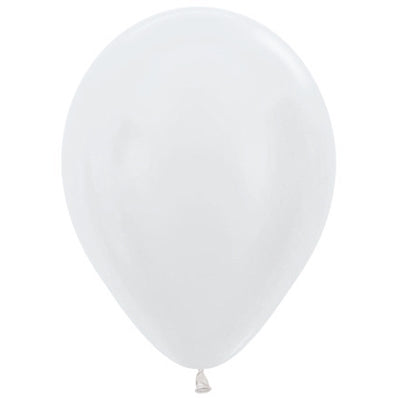 Sempertex 12cm Satin Pearl White Latex Balloons 406, 50PK