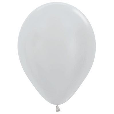 Sempertex 12cm Satin Pearl Silver Latex Balloons 481, 50PK