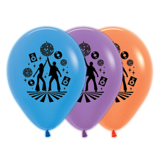 Sempertex 30cm Disco Theme Neon Blue, Purple Violet & Orange Latex Balloons, 25PK