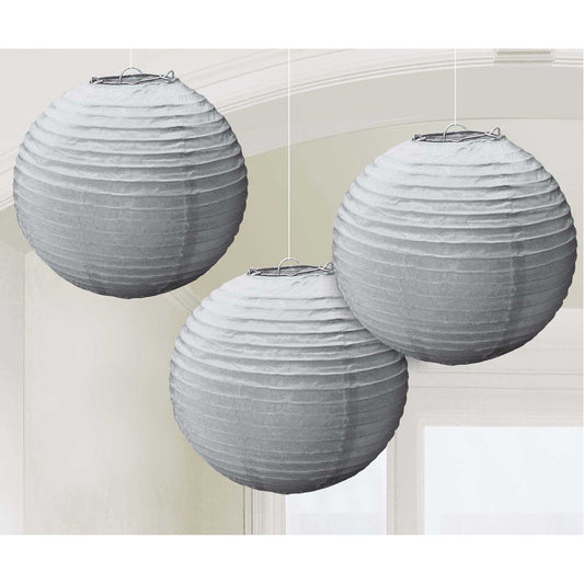 Round Paper Lanterns - Silver