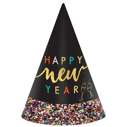 Happy New Year Glitter Dipped Cone Hat