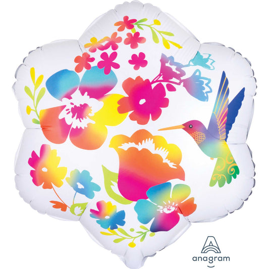 Shape XL Satin Infused Watercolour Flowers & Hummingbird S50