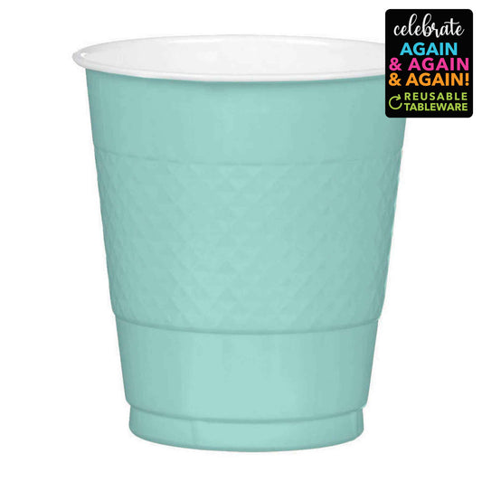 Premium Plastic Cups 355ml 20 Pack - Robin's Egg Blue