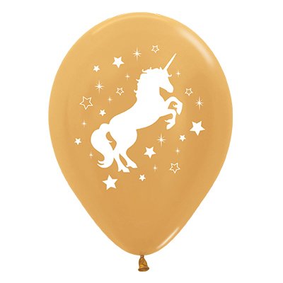 Sempertex 30cm Unicorn Sparkles & Stars Metallic Gold Latex Balloons, 25PK