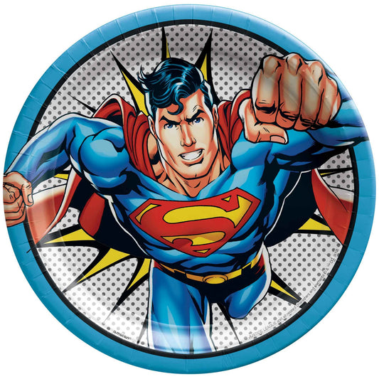 Justice League Heroes Unite Superman 23cm Round Paper Plates