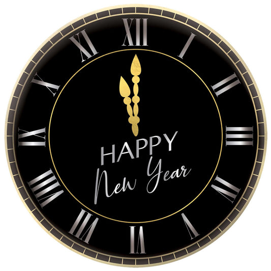 Happy New Year Melamine Platter Black, Silver & Gold