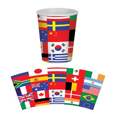 International Flags Paper Cups 266ml