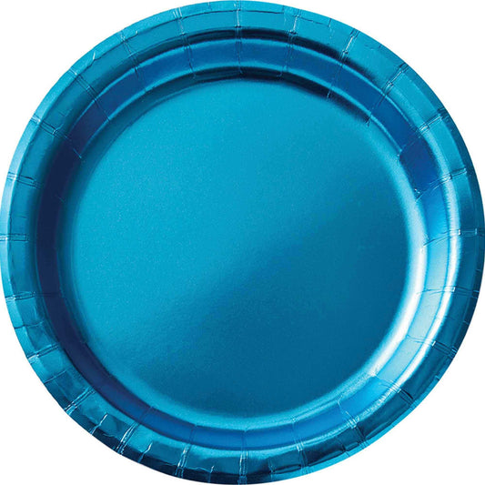 Metallic 17cm Caribbean Blue Round Paper Plates