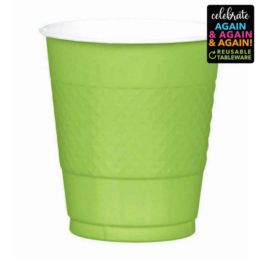 Premium Plastic Cups 355ml 20 Pack - Kiwi