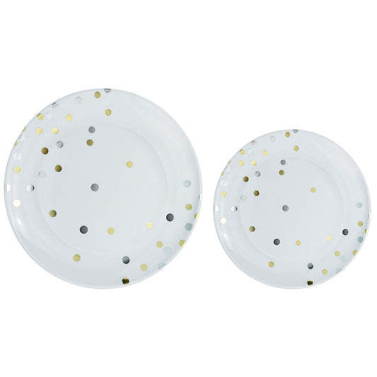 Premium Plastic Plates Hot Stamped with Gold & Silver Dots