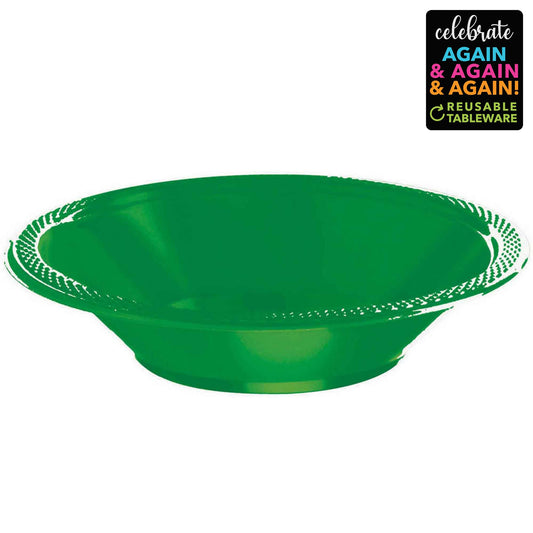 Premium Plastic Bowls 355ml 20 Pack - Festive Green