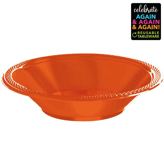 Premium Plastic Bowls 355ml 20 Pack - Orange