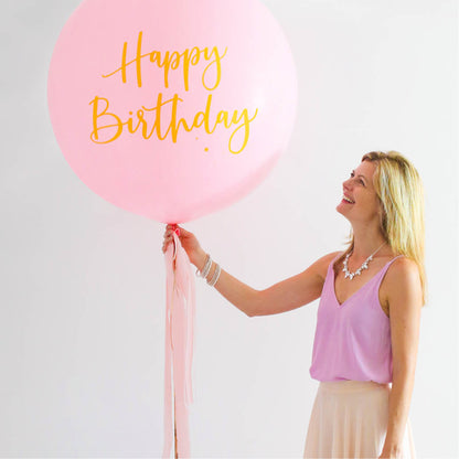 Jumbo Happy Birthday Pink Latex Balloon