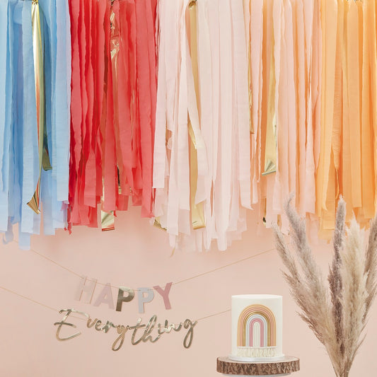 Happy Everything Backdrop Ceiling Steamers Muted Pastel Rainbow