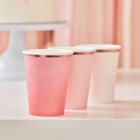 Mix It Up Ombre Pink & Rose Gold Foil Cups