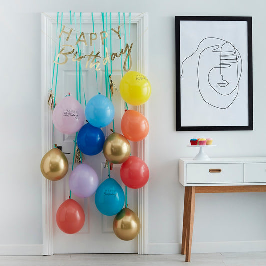 Mix It Up Balloon Door Kit Happy Birthday Brights Foiled