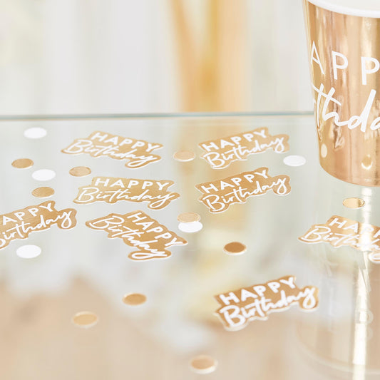 Mix It Up Gold And White Happy Birthday Confetti