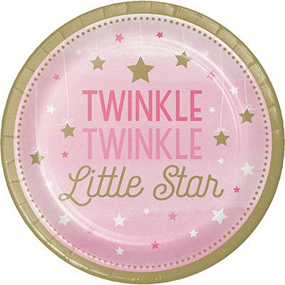 One Little Star Girl Dinner Plates Twinkle Twinkle Little Star Paper 22cm