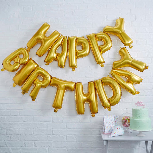 Pick & Mix Happy Birthday Balloon Bunting - Gold