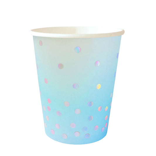 Blue & Iridescent Confetti Cups