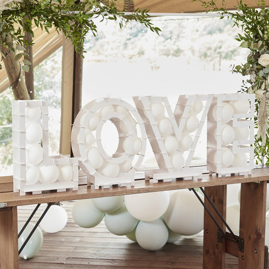 Botanical Wedding Balloon Mosaic Love Shaped