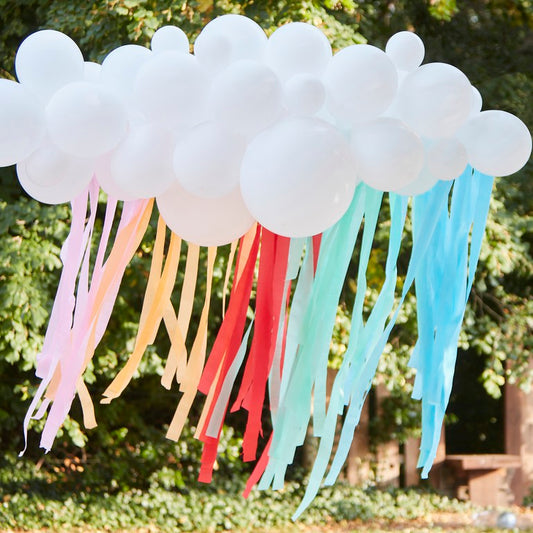 Mix It Up Balloon Backdrop Balloon Garland & Streamers White & Brights