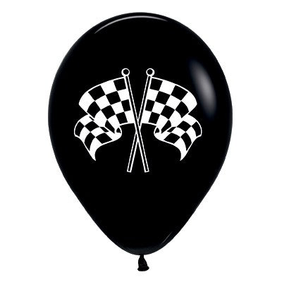 Sempertex 30cm Racing Flags Fashion  Black & White  Ink Latex Balloons, 6PK