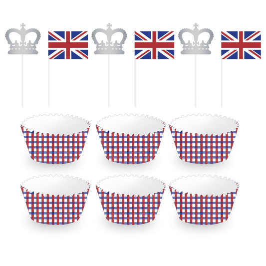 Patriotic British Cupcake Cases & Picks Set FSC