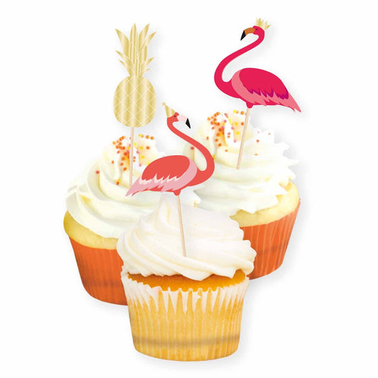 Flamingo & Pineapples Cake Picks FSC