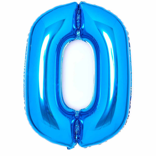 Large Number 0 Blue Foil Balloon 64cm w x 90cm h P50