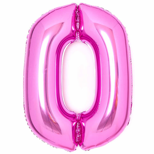 Large Number 0 Pink Foil Balloon 64cm w x 90cm h P50