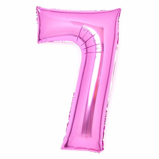 Large Number 7 Pink Foil Balloon 53cm w x 89cm h P50