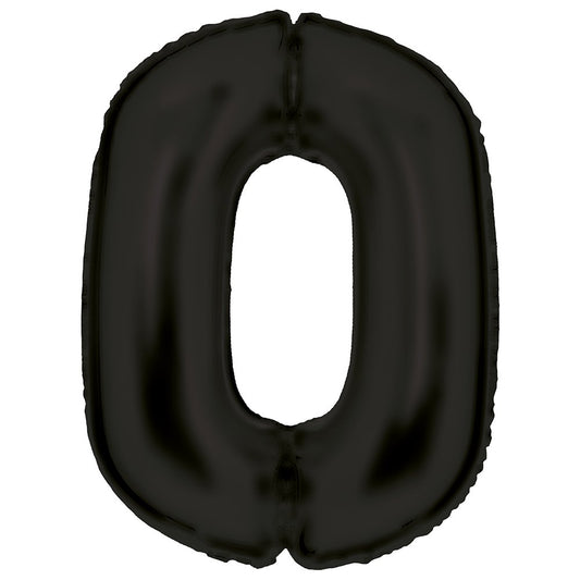 Large Number 0 Silk Lustre Black Foil Balloon 64cm w x 90cm h P50