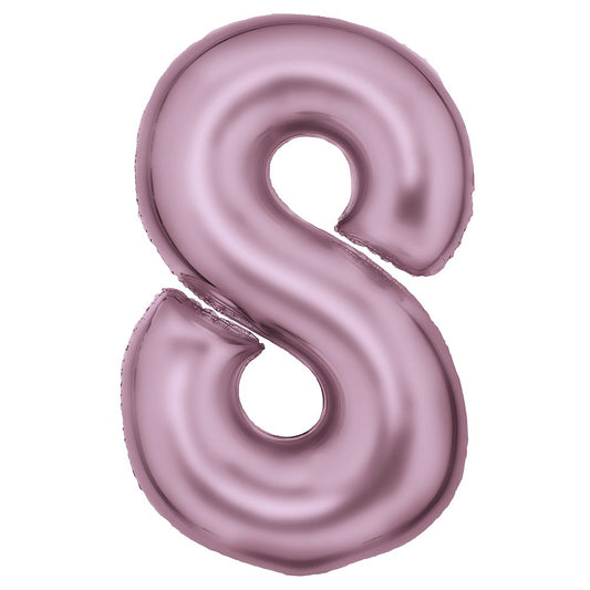 Large Number 8 Silk Lustre Pastel Pink Foil Balloon 54cm w x 87cm h P50
