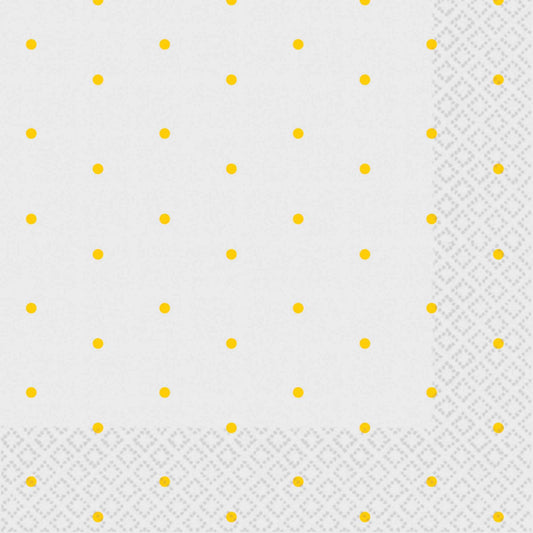 Dots Beverage Napkins 16 Pack 2 PLY FSC -  Sunshine Yellow