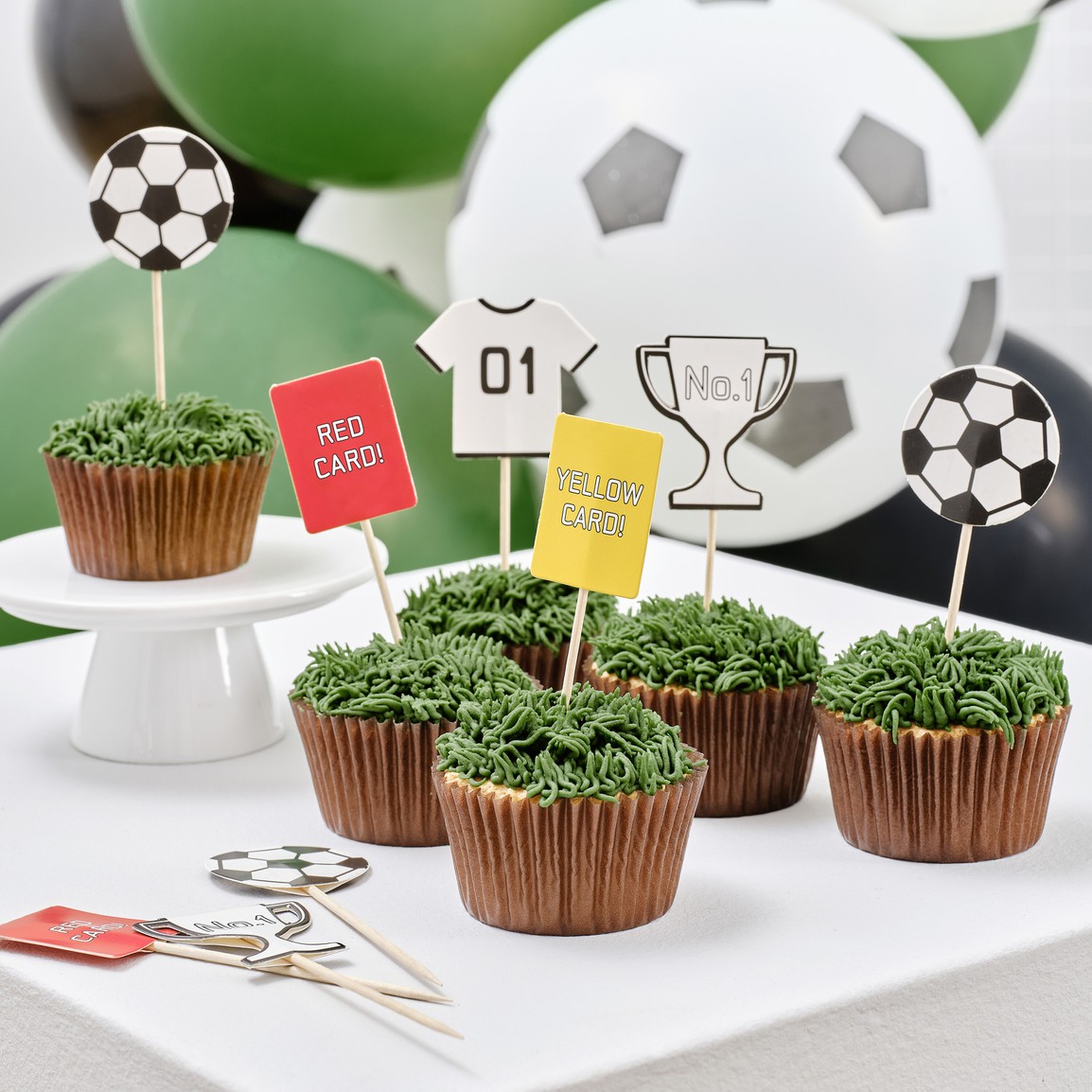 Kick Off Party Football Cupcake Toppers FSC