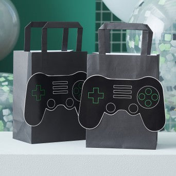 Game Controller Party Bags 3D Black with Green Inside FSC