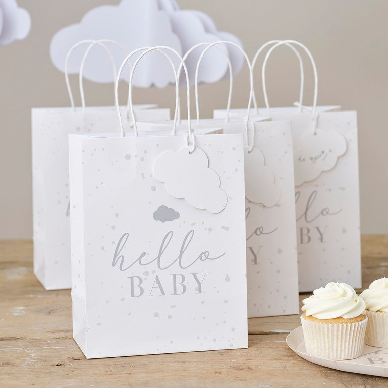 Hello Baby Speckle & Cloud Baby Shower Gift Bags FSC