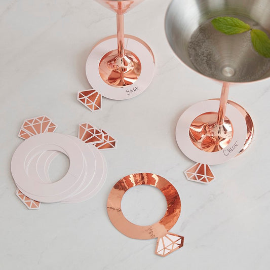 Blush Hen Drink Markers Ring Shaped Rose Gold Foil FSC