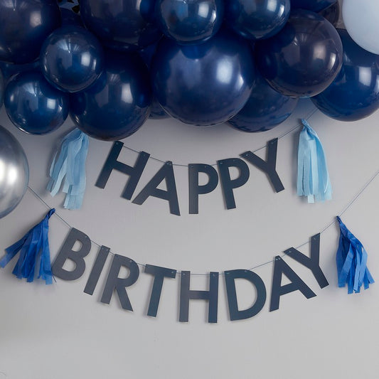 Mix It Up Bunting Happy Birthday with Tassels Blue FSC