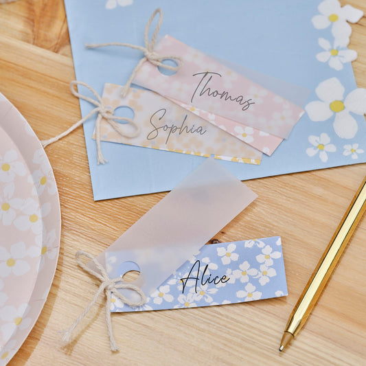 Hello Spring Floral Place Cards with Vellum Paper FSC