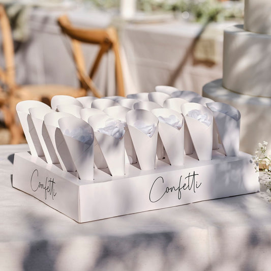 Sage Wedding Confetti Tray with 24 Cones & Confetti FSC