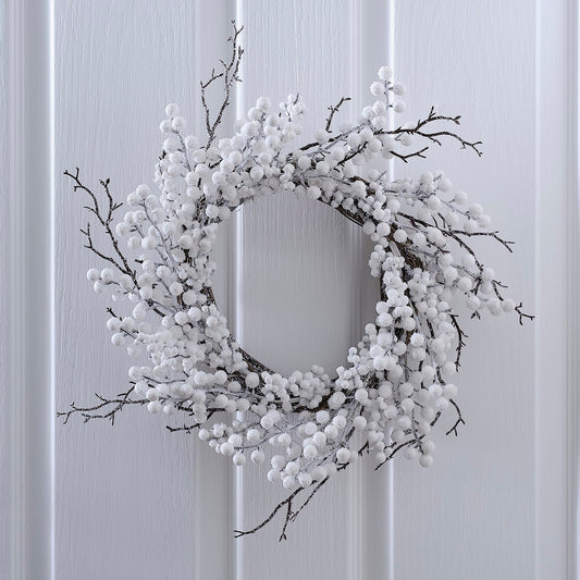 White Christmas Berry Christmas Door Wreath