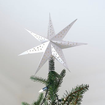 White Christmas Paper Star Tree Topper FSC