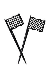 Black & White Check Racing Flags Picks Plastic 9cm x 3cm